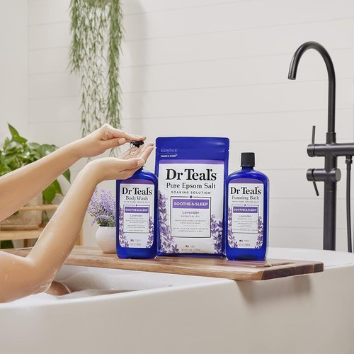 Dr Teal's Body Wash - Pure Epsom Salt for Soothing Sleep with Lavender | 24 fl oz (Pack of 4)