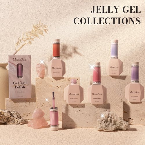 MelodySusie Jeweliver Nude Gel Nail Polish, 0.5Fl.oz Milky Gel Polish Pastel Color Soak Off UV LED Light Cure Gift for Women Manicure Nail Art DIY at Home JM08