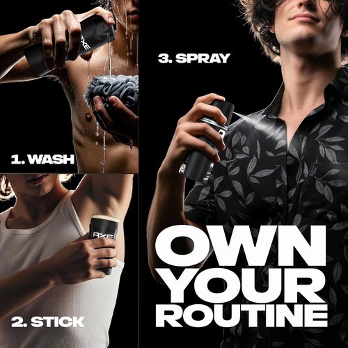 AXE Body Spray - Black 48-Hour Freshness - Aluminum-Free | 3 Count, 2.9 oz Each