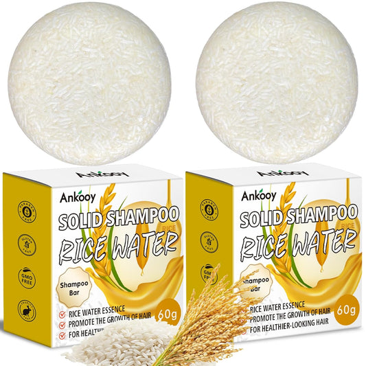 Skiennix Rice Water Shampoo Bar - Deep Cleansing Hair Growth Formula | 2 Pack, Paraben & Sulfate-Free, Vegan