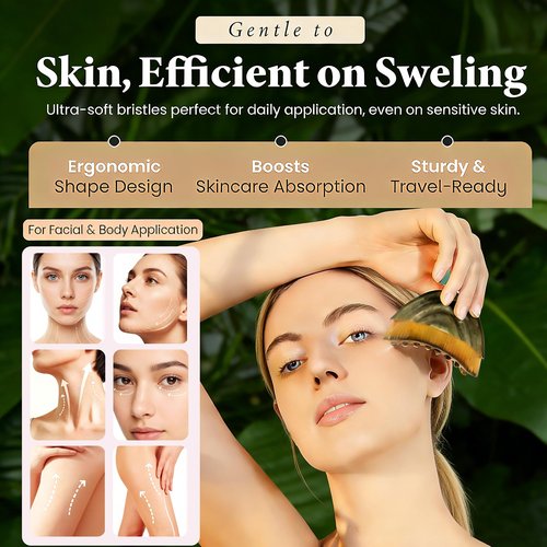 Lymphatic Drainage Face Brush - Manual Facial Massager for Sculpting & Cleansing, Ergonomic Hypoallergenic Design with Soft Durable Natural Bristles