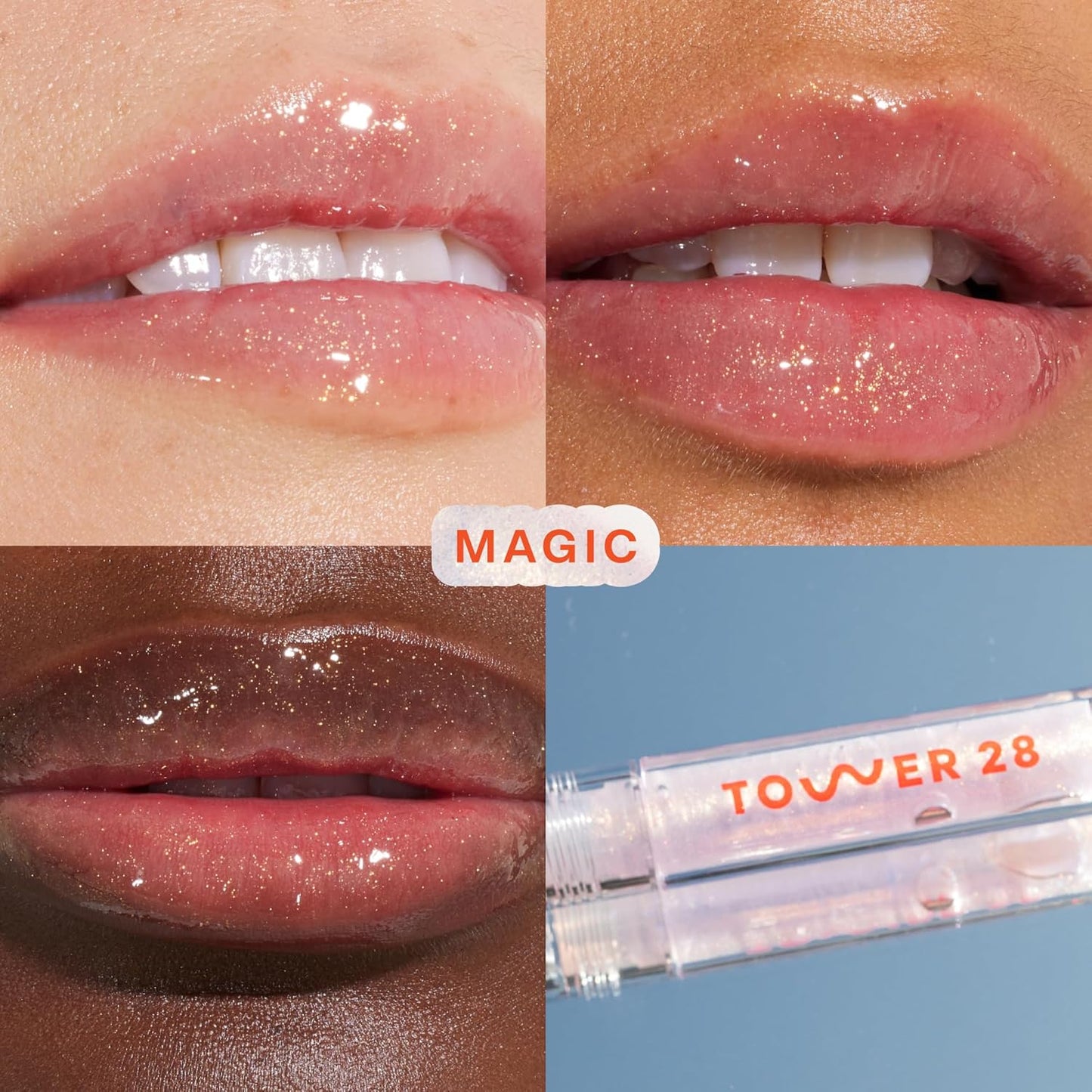 Tower 28 ShineOn Lip Gloss Jelly - Hydrating Shimmery Gloss for Sensitive Lips - Gold Shimmer (0.13 oz)