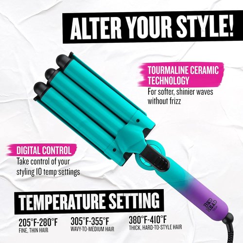 Bed Head Wave Affair Jumbo 3 Barrel Hair Waver - Quick Styling & Serious Hold | Heat Protectant Glove Included