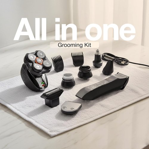 OTY Kit Head Shaver & Body Trimmer - Waterproof 8-in-1 Grooming Kit for Men | Cordless Design