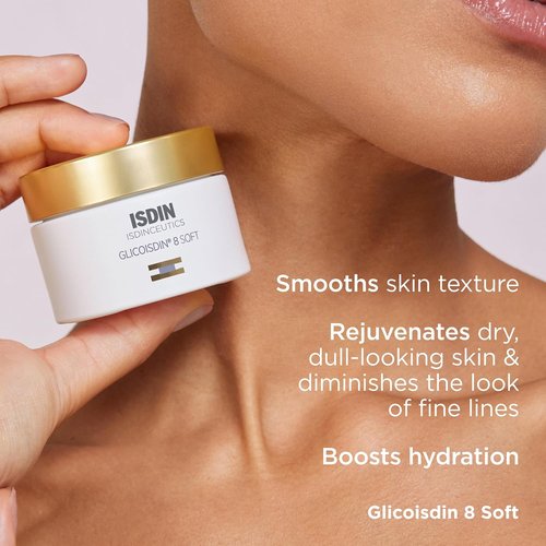 ISDIN Isdinceutics Glicoisdin 8 Soft Exfoliant Cream - 3.2% Glycolic Acid for Smooth Skin Texture | 1.76 OZ