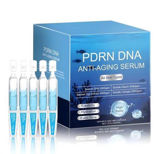 DNA PDRN Wrinkle-Reducing Serum - with 5000ppm Salmon DNA, 2000ppm Collagen, Glutathione, Niacinamide & 6 Hyaluronic Acids, 30Count (1)