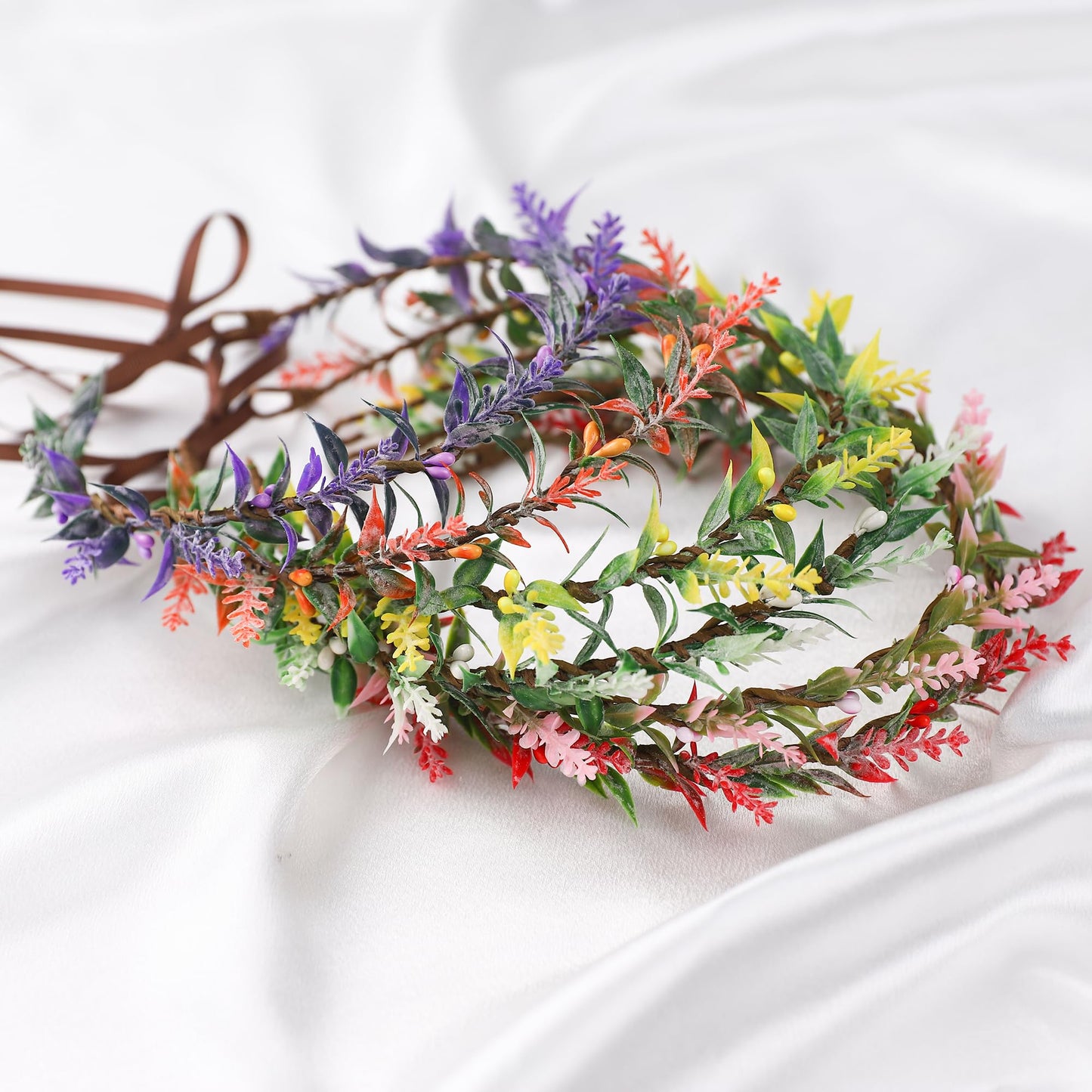 KorViSHOW Weeding Flower Headbands Fairy Crown - 6Pcs Handmade Bridal Wreath Kit Renaissance Floral Padded Lavender Girl's Tiara Making with Costume Halloween Cosplay Photography