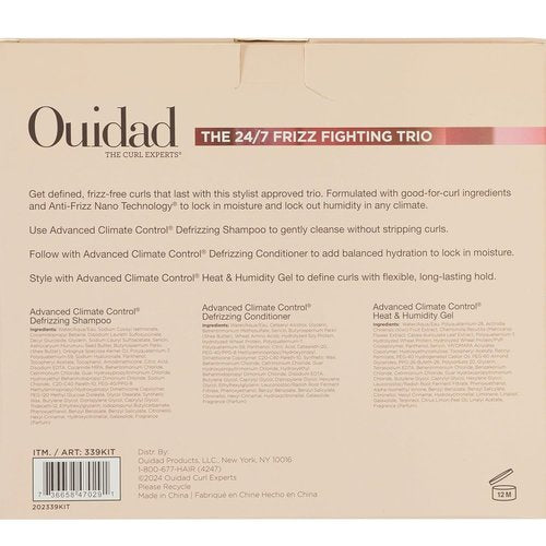 Ouidad Advanced Climate Control Heat & Humidity Styling Kit, Anti Frizz Curly Hair Products to Lock in Moisture & Block Humidity, Flexible, Long-Lasting Hold, No Parabens & Sulfates