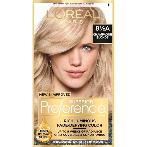 L'Oreal Paris Hair Color - Superior Preference Fade-Defying Dye for 9 Weeks of Radiance | Champagne Blonde 8.5A
