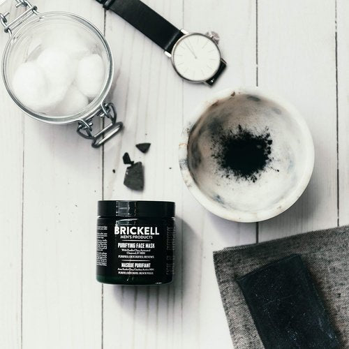 Brickell Men's Purifying Charcoal Face Mask - Natural Detoxifying Facial Treatment, 4 Oz, Unscented