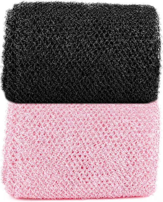 Skiennix Long African Exfoliating Net - 2 Pcs Nylon Bath Sponge Scrubber for Deep Cleansing