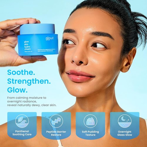 Glow Skin Hydro Cream - 72-Hour Deep Moisture & Barrier Support for Radiant Skin | Panthenol & Biopeptides | 80 ml / 2.70 fl. oz.