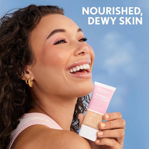 COVERGIRL Clean Fresh Nourishing Skin Tint - 510 Porcelain Liquid Foundation | Dewy Finish & Vegan Formula