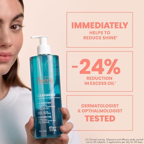 Avène Cleanance Cleansing Gel Soap Free Cleanser for Acne Prone, Oily, Face & Body, Alcohol-Free