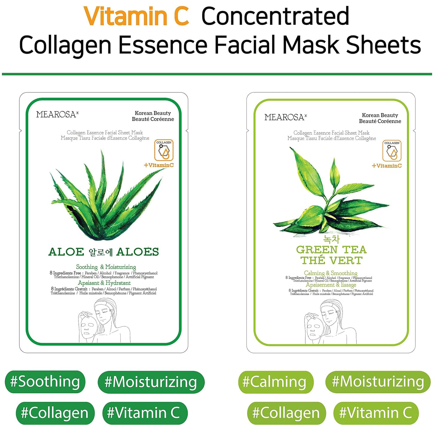 Skiennix Vitamin C Collagen Firming Face Mask - Premium Quality Sheet Mask for Radiant Skin | 8 Pack