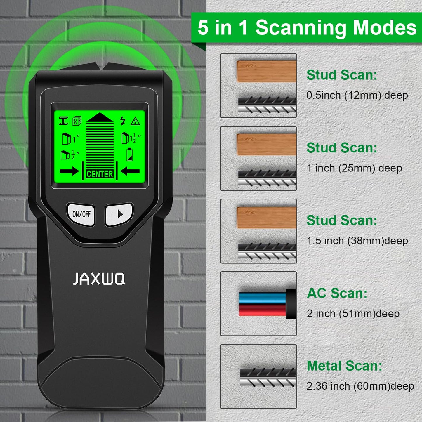 Stud Finder Wall Scanner - 5 in 1 Stud Finder Tool w/Smart Chip and HD LCD Display, Stud Detector Beam Finders for the Center and Edge of Wood AC Wire Metal Studs Joist Pipe (‎Dark Aqua)
