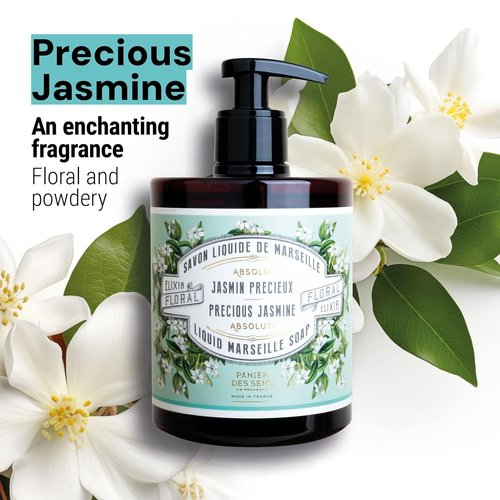 Panier des Sens - Precious Jasmine Hand Soap - Moisturizing Liquid Formula - 16.9 Fl Oz Refillable Bottle