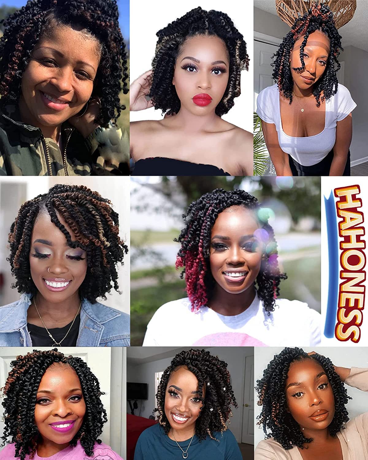 10 Inches 8 Packs Pre Looped Pretwisted Passion Twist Crochet Hair for Black Women and Kids-Natural Brown,Soft Hair Extensions Braided by Synthetic Spring Kinky Twist Bohemian Curls(10"-8 Packs,30#)