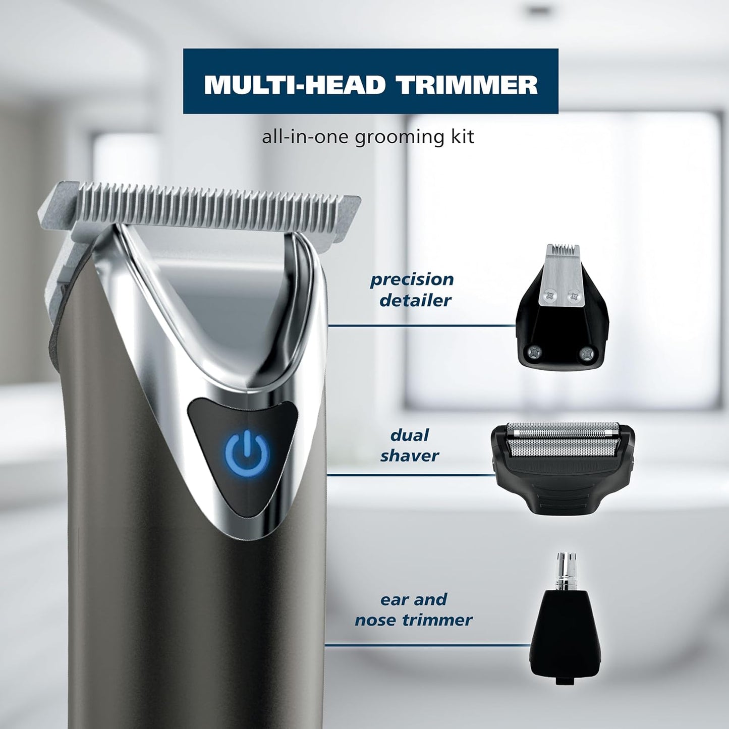 Wahl USA Stainless Steel Beard Trimmer - Lithium Ion 2.0+ Rechargeable Grooming Kit for Men | Model 9864