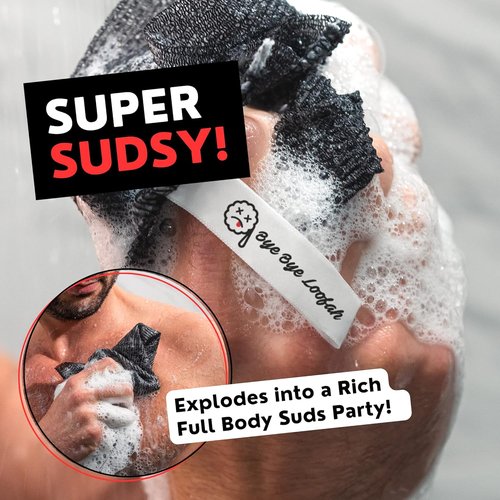 Extra Rough Exfoliating Washcloth | Extreme Body & Back Scrubber - Hygienic 2-Pack in Black & Grey
