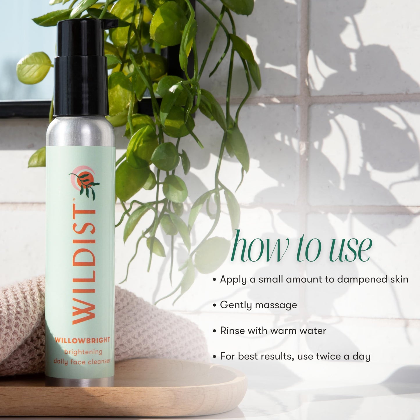 Wildist Daily Face Wash for Women & Men, Face Cleanser with Vitamin C, Aloe, Willowbark, Cruelty Free, Vegan, Willowbright- Citrus Scent, 4 Fl Oz