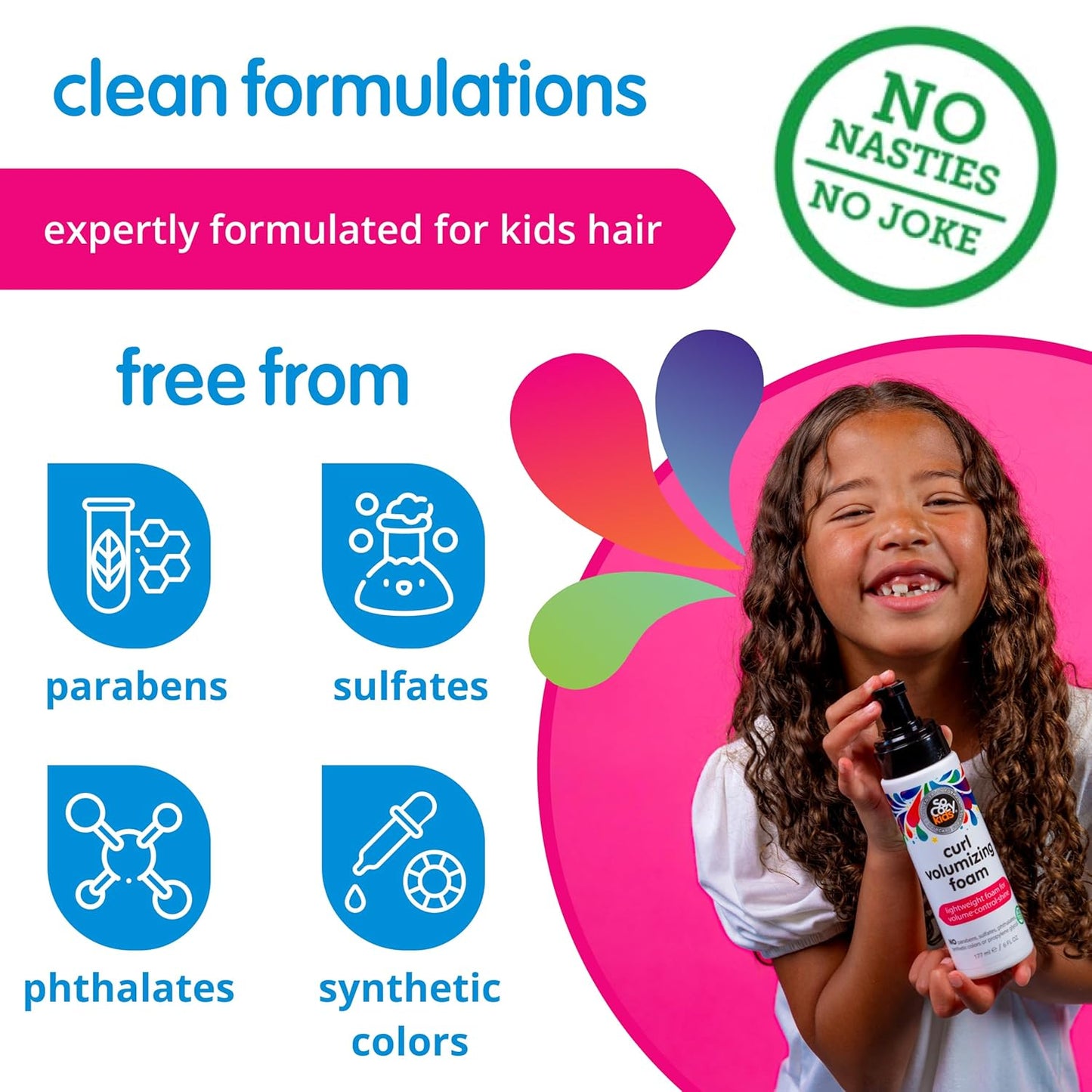 SoCozy Curl Volumizing Hair Mousse for Kids - Enhances Shine & Volume | Gentle Formula (6 Fl Oz)