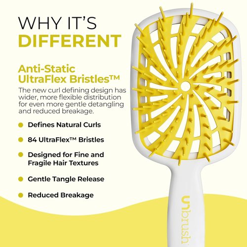 FHI Heat UNbrush Plus - Curly Hair Detangling Brush for Wet/Dry Fragile Hair | 84 UltraFlex Bristles, Lightweight Design
