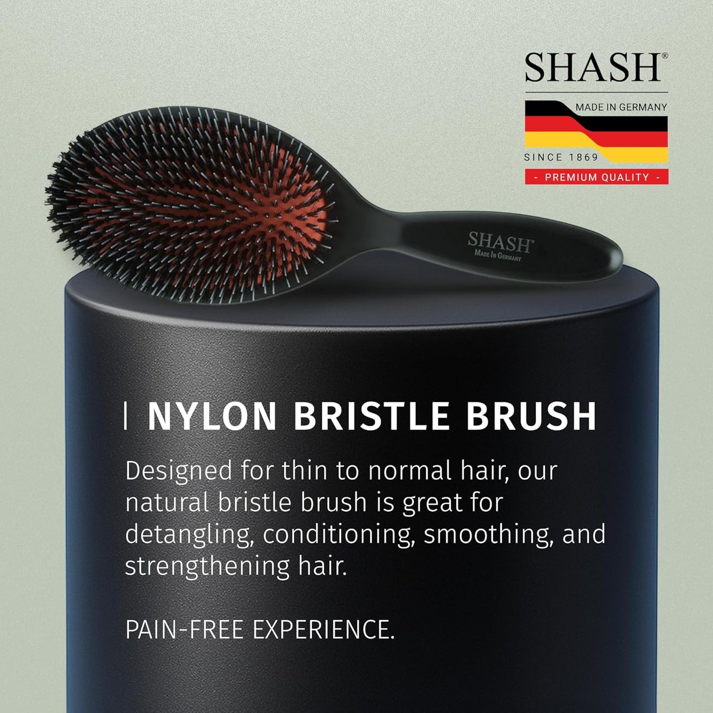 Since 1869 Boar Bristle Brush - Handmade in Germany for Normal to Thick Hair - Gently Detangles & Softens (Large)