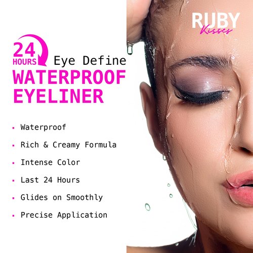 Ruby Kisses Pencil Eyeliner, Retractable Eyeliner, Waterproof, Smudge-Proof Eye Makeup, High Pigmented, 24H Long Lasting Eyepencil (4 Count, Very Black)