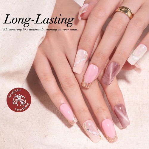 AZUREBEAUTY Dip Powder Nail Set - 6 Colors Nude Pink Glitter & Cat Eye | All-Season DIY Manicure Kit