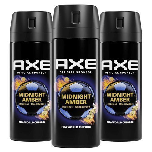 AXE Fine Fragrance Body Spray - Midnight Amber | 72-Hour Freshness, Aluminum-Free, 2.9 oz (3 Count)