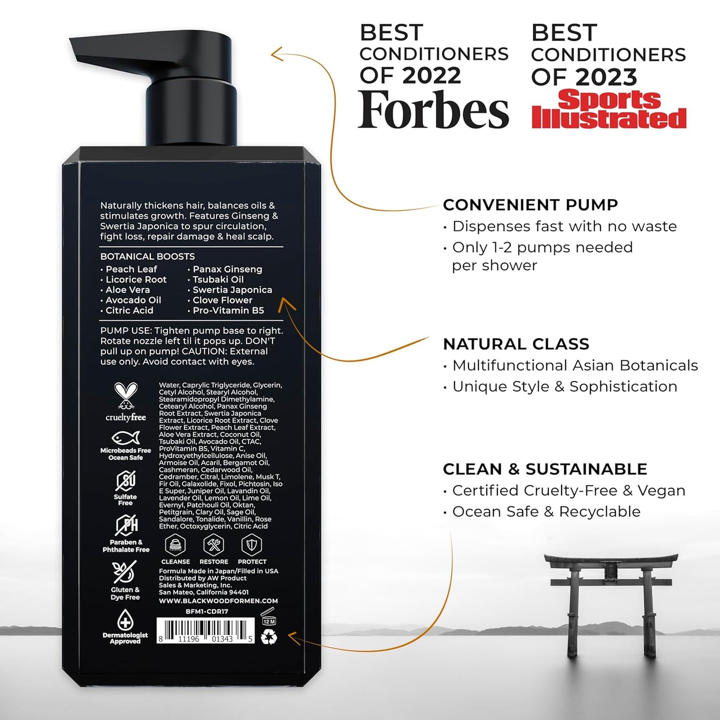 BLACKWOOD FOR MEN Active Man Daily Hair Conditioner - Thickening & Nourishing Treatment, 17 oz