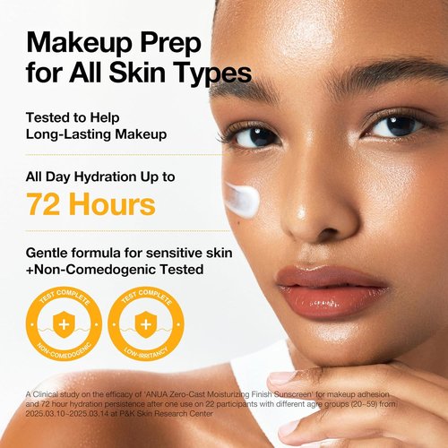 Anua Zero-Cast Moisturizing Sunscreen SPF 50 - Glow-Enhancing, Oil-Free Formula with Hyaluronic Acid & Niacinamide | 1.69 fl oz