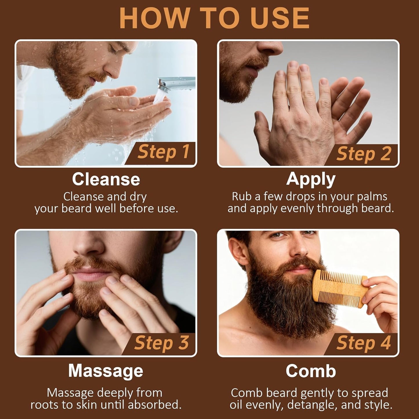 XIKEZAN Beard Oil Set - 5 Pack with Sandalwood, Orange, Vanilla & Cedarwood | Moisturizing Gift for Men