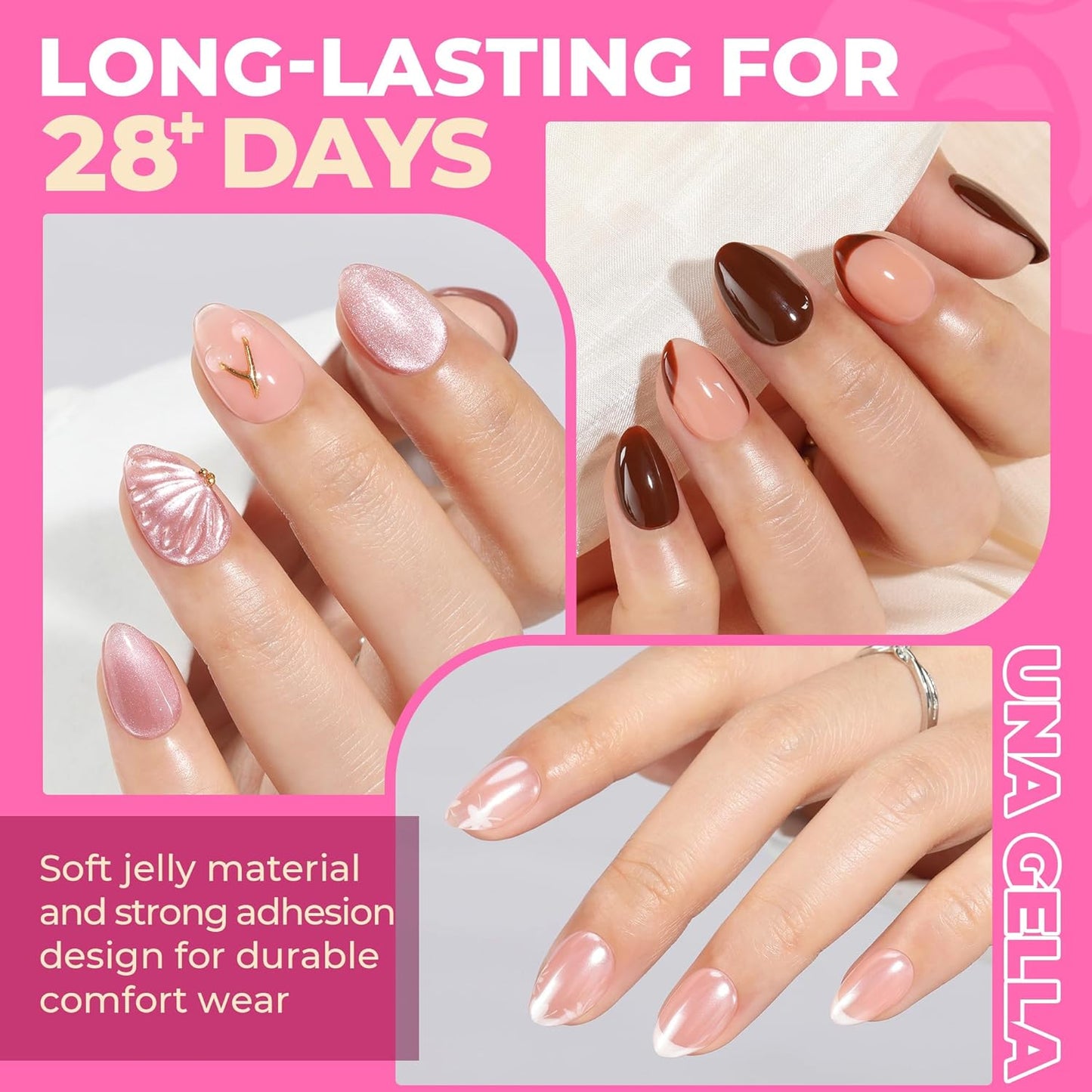 UNA GELLA Gel Nail Glue, Solid Nails Gl ue Gel 40g Lamp Curing Needed Soak Off G LUE Strong Nail G LUE G el for Acrylic Fake Nails Tips Extension Press On Nails for Gelly Tips