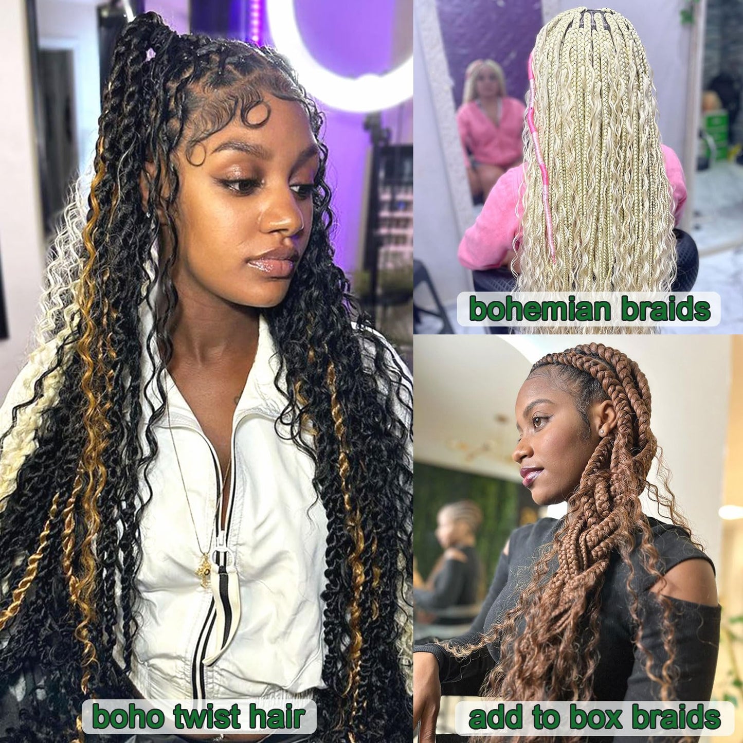 Burgundy Water Wave Crochet Hair Curly Braiding Hair 24 Inch Ocean Wave for Wavy Bohemian Boho Braids 6 Packs