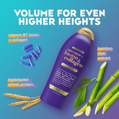 OGX Biotin & Collagen Shampoo - Extra Strength Volumizing Formula for Thicker, Fuller Hair | 25.4 fl oz