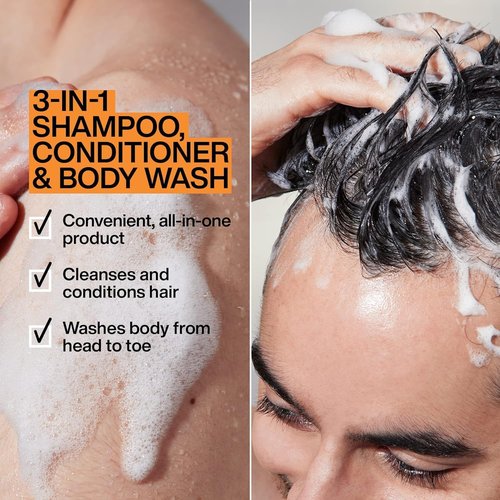 Redken Brews 3-In-1 Men's Shampoo | Multi-Purpose Hair & Body Cleanser - Hydrates & Moisturizes