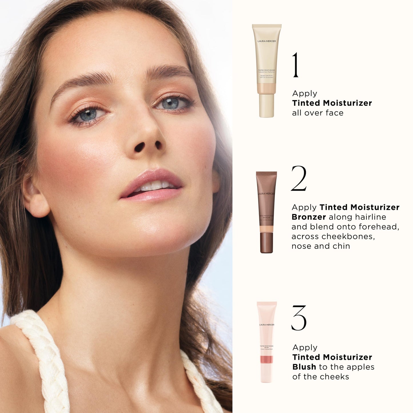 Laura Mercier Tinted Moisturizer Bronzer: Long Lasting Sheer Cream Bronzer, Weightless, Buildable Coverage, 12 HR Hydrating Wear, Non-Comedogenic, 6 Shades for All Skin Tones, Sundrop