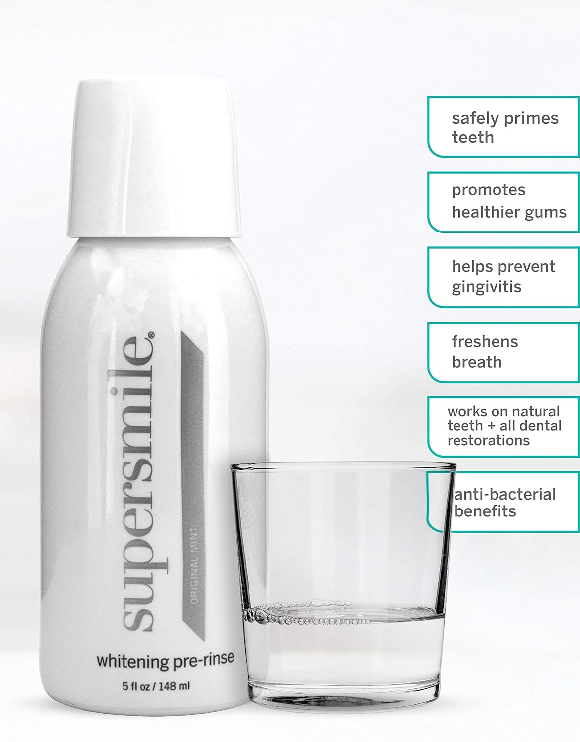 Supersmile Whitening Pre-Rinse - Clinically Formulated Mint Mouthwash for Brightening Teeth | 5 Fl Oz