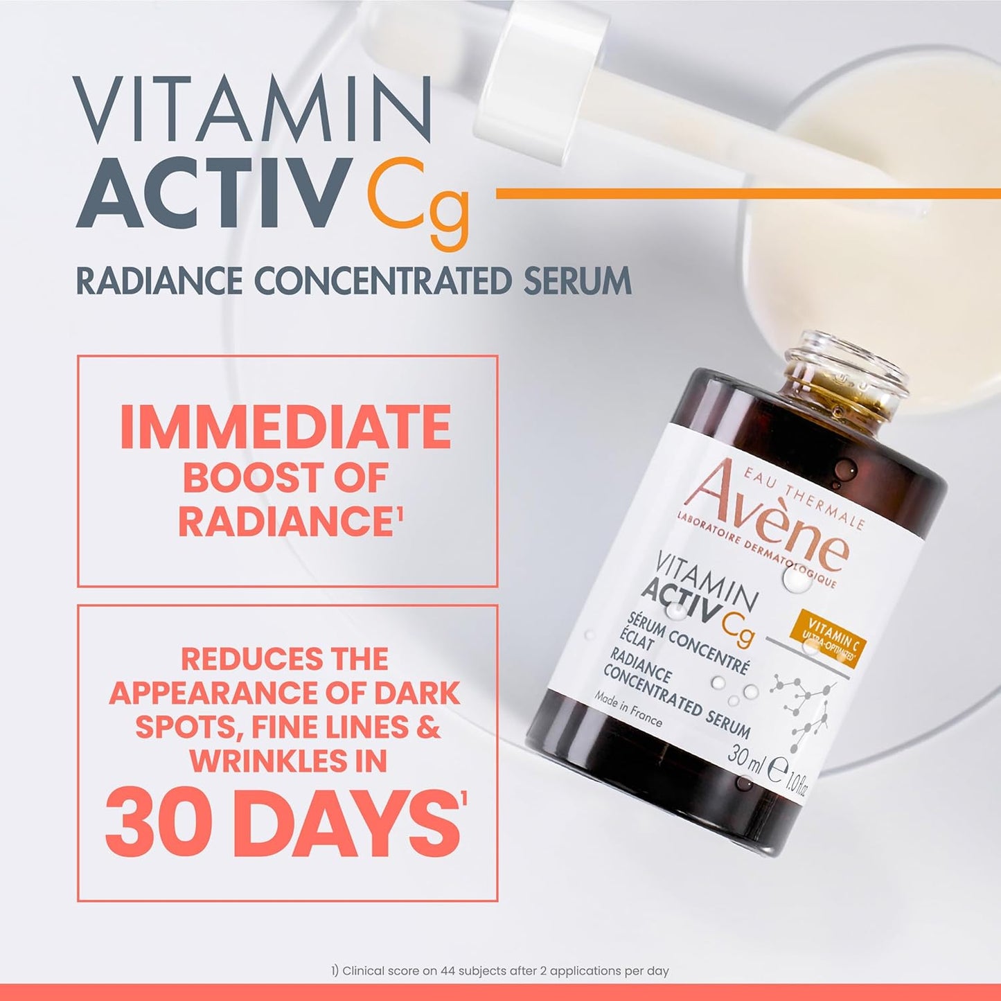 Avène Vitamin Cg Radiance Serum - Boost Glow & Reduce Wrinkles | 1 FL Oz with Niacinamide & Bakuchiol