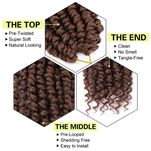 Passion Twist Hair, Pre Twisted Passion Twist Crochet Hair For Black Women, Passion Twist Curly Crochet Hair 8 Inch 8 Packs, Short Crochet Passion Twist Braiding Hair Extensions…