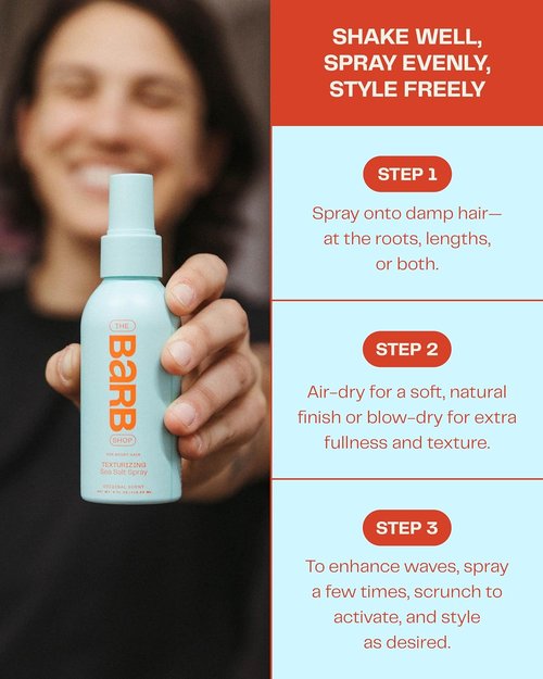Barb Sea Salt Spray for Hair - Texturizing Beach Waves with Soft Matte Finish - Fragrance-Free, 4 oz