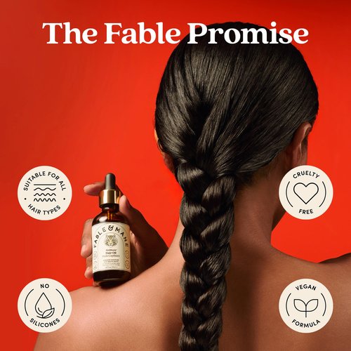 Fable & Mane HoliRoots Hair Oil, Strengthens Dry, Damaged Hair and Scalp. Pre Wash Oil Treatment Repairs with Ashwagandha, Amla and Castor Oil