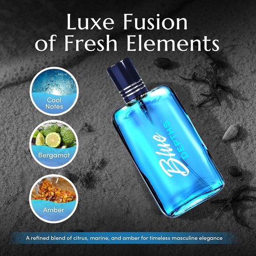 PB ParfumsBelcam Blue Depths Eau de Toilette - Fresh Aquatic Cologne for Men | 3.4 Fl Oz, Crisp Citrus & Warm Musk