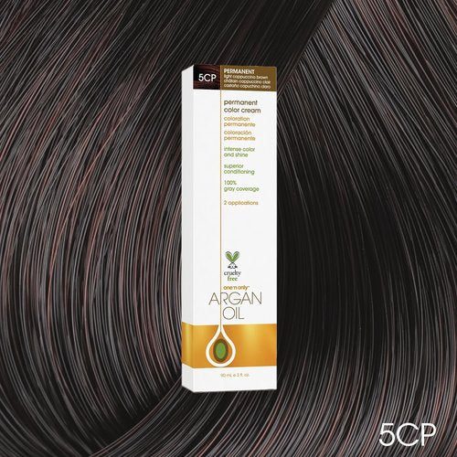 One N' Only Permanent Hair Color - Argan Oil Infused Hair Dye for Rich Gray Coverage - 5CP Light Cappuccino Brown (3 oz)