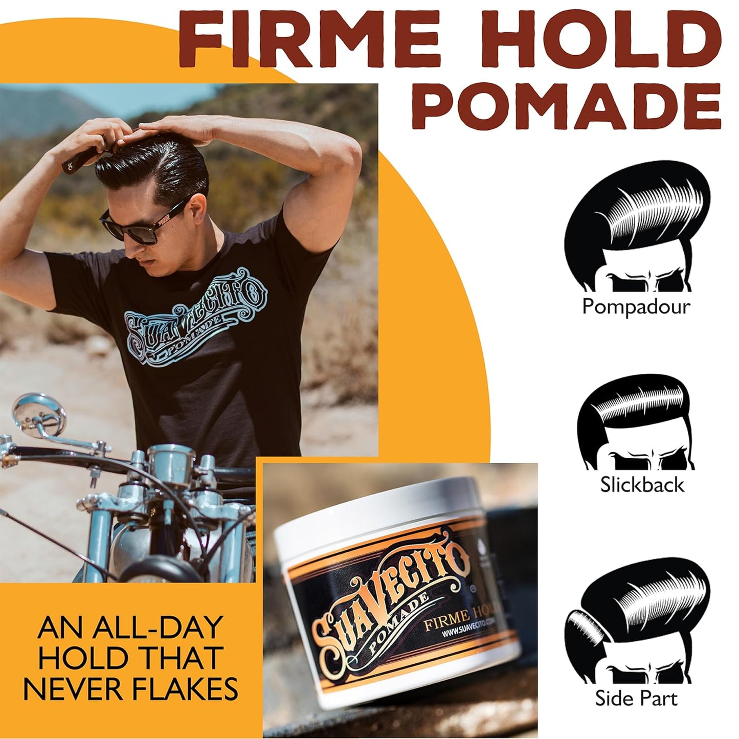 Suavecito Pomade Firme | Strong Hold Hair Pomade for Men - 4 oz, 2 Pack - Medium Shine, Easy to Wash Out