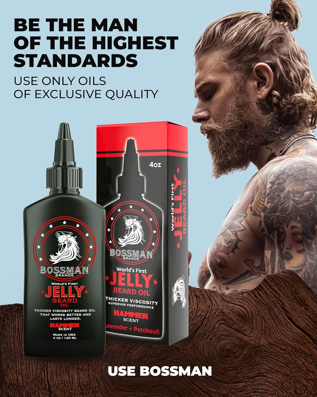 Bossman Jelly Beard Oil - 3 Pack (12 oz Total) | Softens & Moisturizes with Natural Ingredients - Hammer Scent