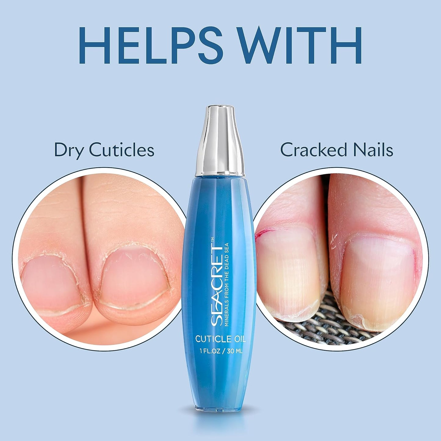 SEACRET Cuticle Oil - Fast-Absorbing Nail Treatment with Precision Dropper | Nourishing Dead Sea Minerals & Vitamin E