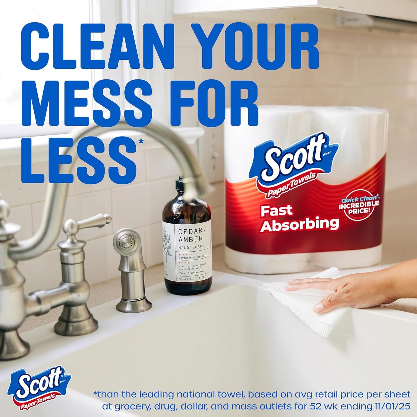 Scott Paper Towels - Choose-A-Sheet, 6 Double Rolls (12 Regular Rolls) | 108 Sheets Per Roll